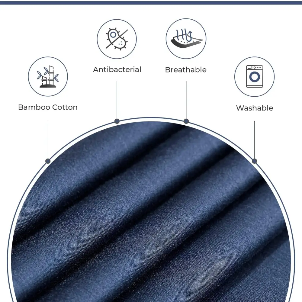 Bamboo Cotton Blend All Season Bedding Set - Navy Blue - Double Size - Home & Garden > Bedding > Bed Sheets
