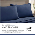 Bamboo Cotton Blend All Season Bedding Set - Navy Blue - Double Size - Home & Garden > Bedding > Bed Sheets