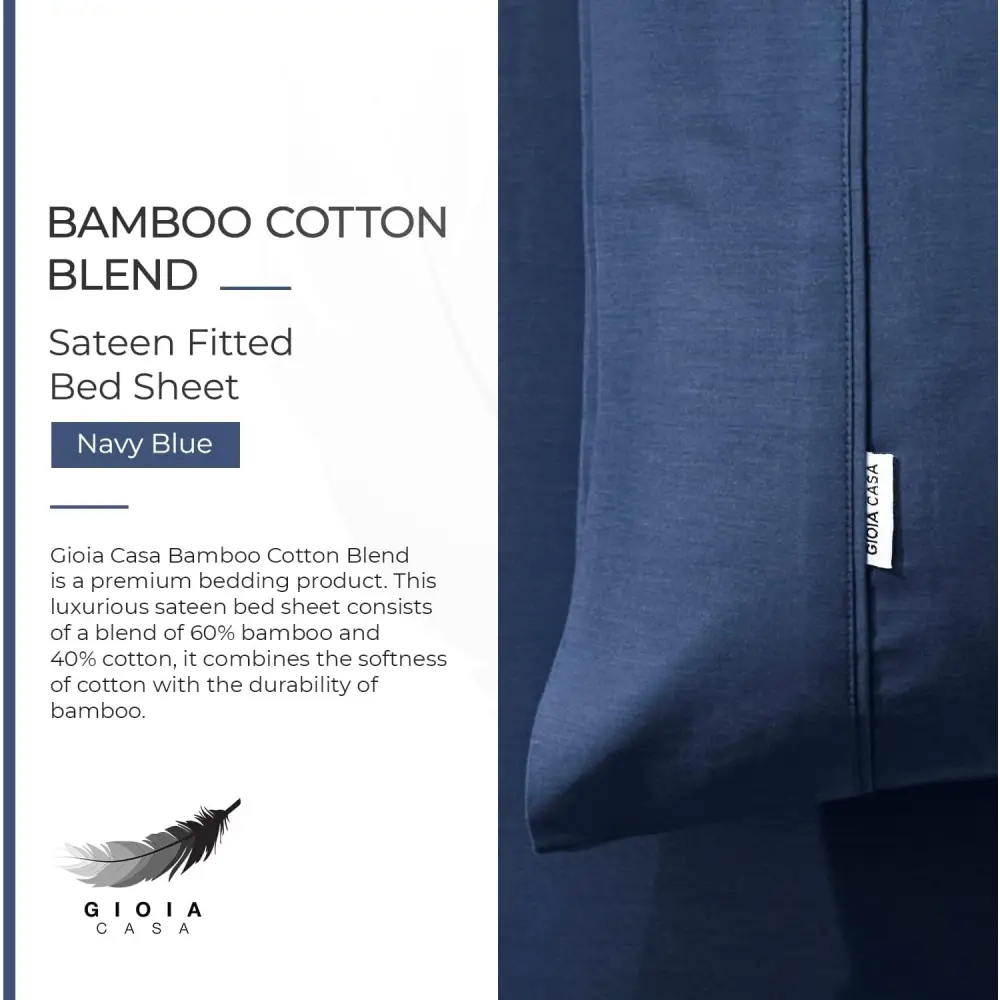 Bamboo Cotton Blend All Season Bedding Set - Navy Blue - King Size - Home & Garden > Bedding > Bed Sheets