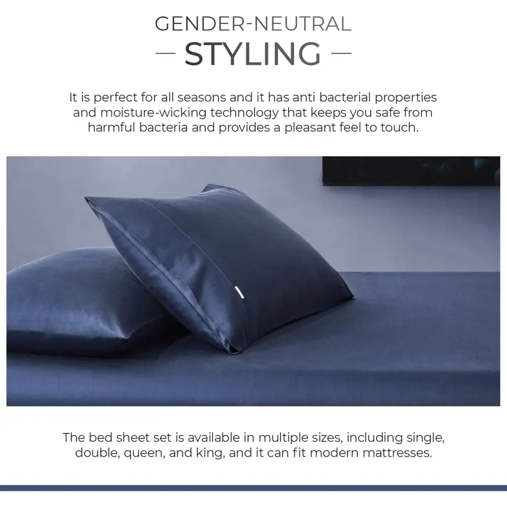 Bamboo Cotton Blend All Season Bedding Set - Navy Blue - Queen Size - Home & Garden > Bedding > Bed Sheets