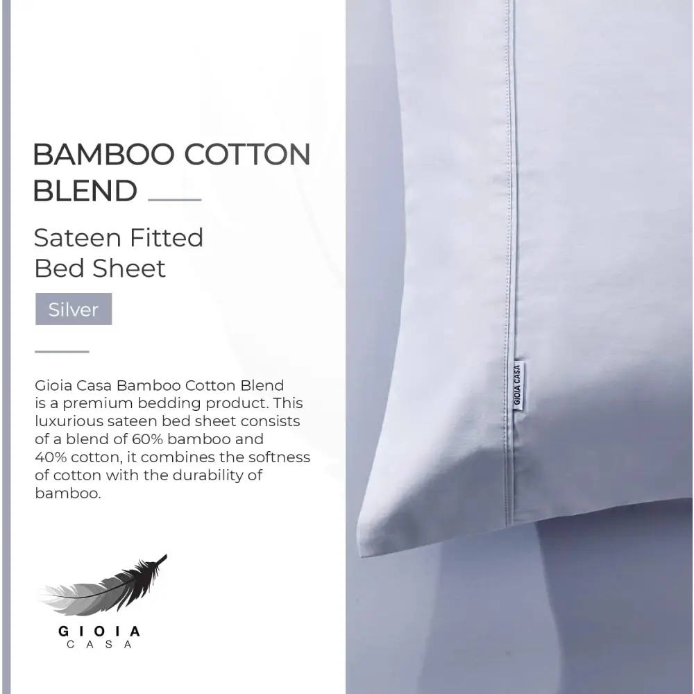 Bamboo Cotton Blend All Season Bedding Set - Silver - Queen Size - Home & Garden > Bedding > Bed Sheets