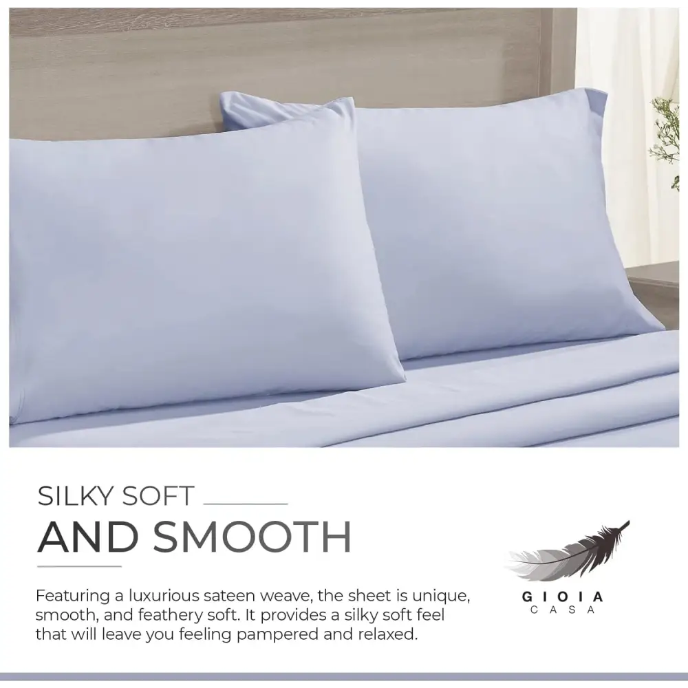 Bamboo Cotton Blend All Season Bedding Set - Silver - Queen Size - Home & Garden > Bedding > Bed Sheets