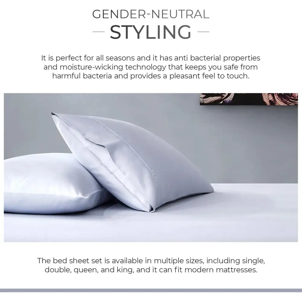 Bamboo Cotton Blend All Season Bedding Set - Silver - Queen Size - Home & Garden > Bedding > Bed Sheets