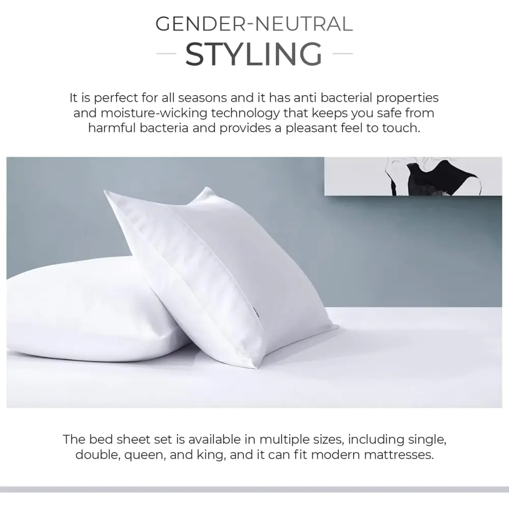 Bamboo Cotton Blend All Season Bedding Set - White - Single Size - Home & Garden > Bedding > Bed Sheets