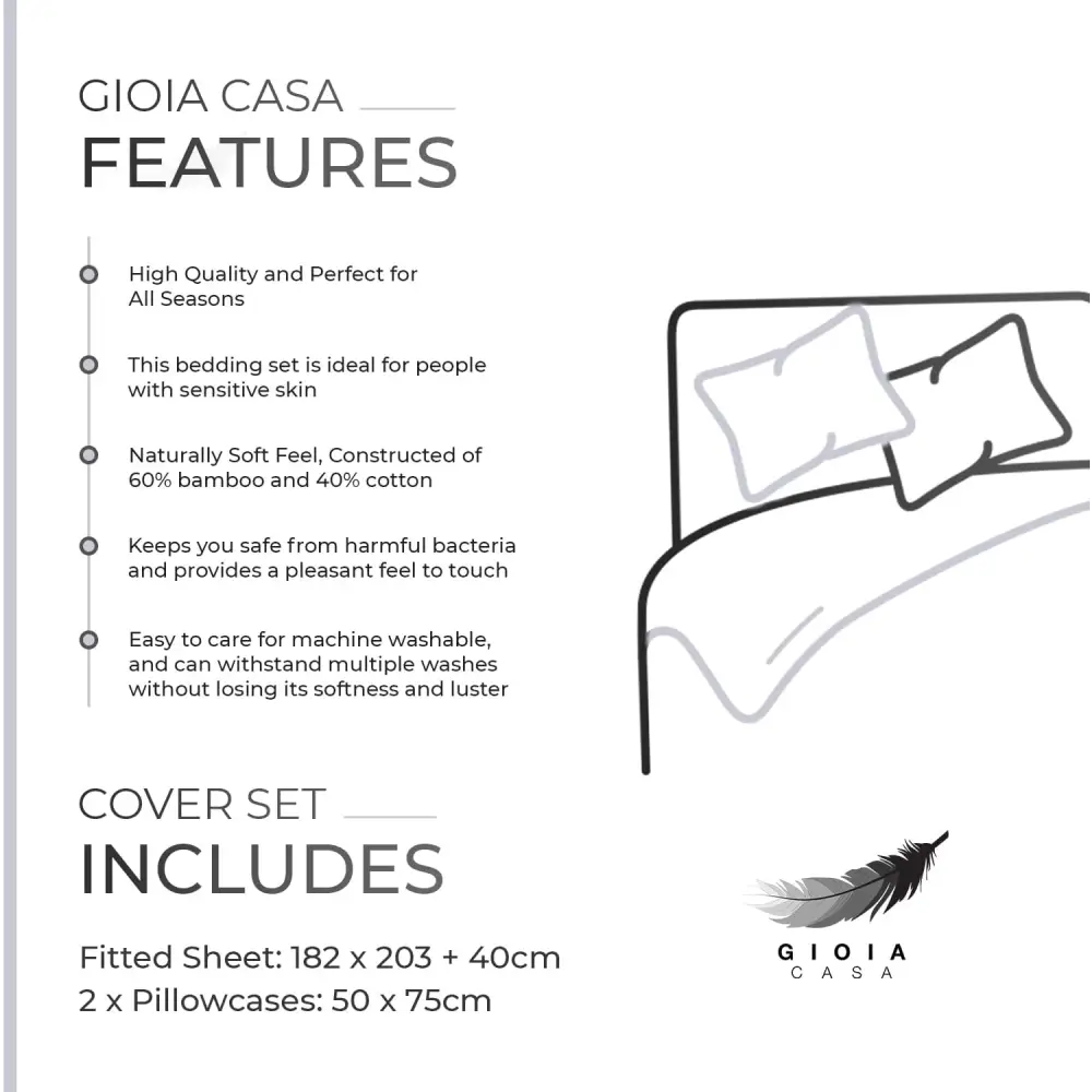 Bamboo Cotton Blend All Season Bedding Set - White - Single Size - Home & Garden > Bedding > Bed Sheets