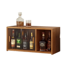 Bamboo Dustproof Cup Storage Cabinet with Sliding Acrylic Door - Furniture > Dining