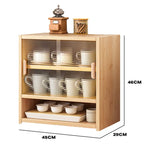 Bamboo Dustproof Cup Storage Cabinet with Sliding Acrylic Door - Furniture > Dining