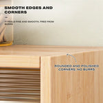 Bamboo Dustproof Cup Storage Cabinet with Sliding Acrylic Door - Furniture > Dining