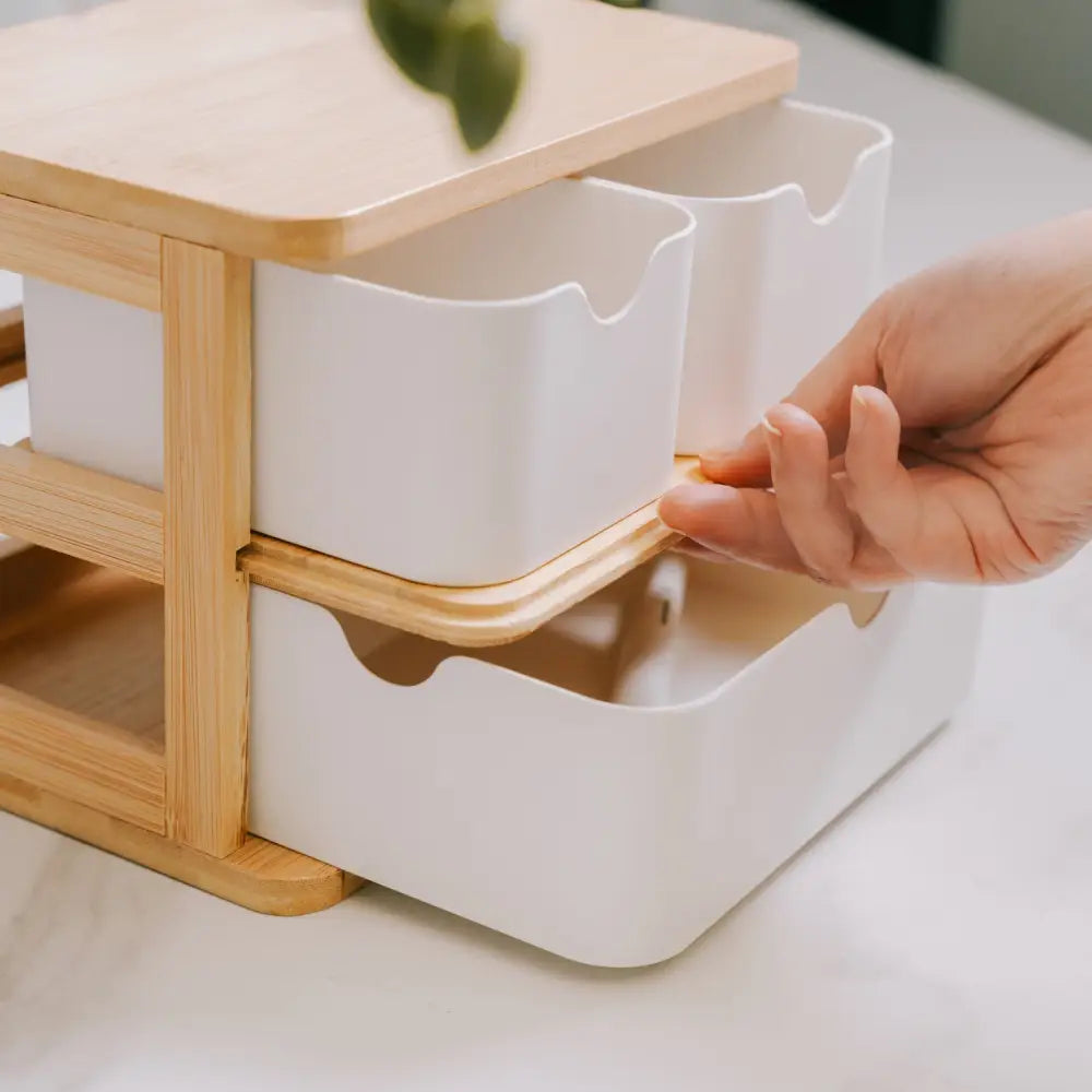 Bamboo Fibre Storage Drawer Set - Furniture > Office > Storage Cabinets
