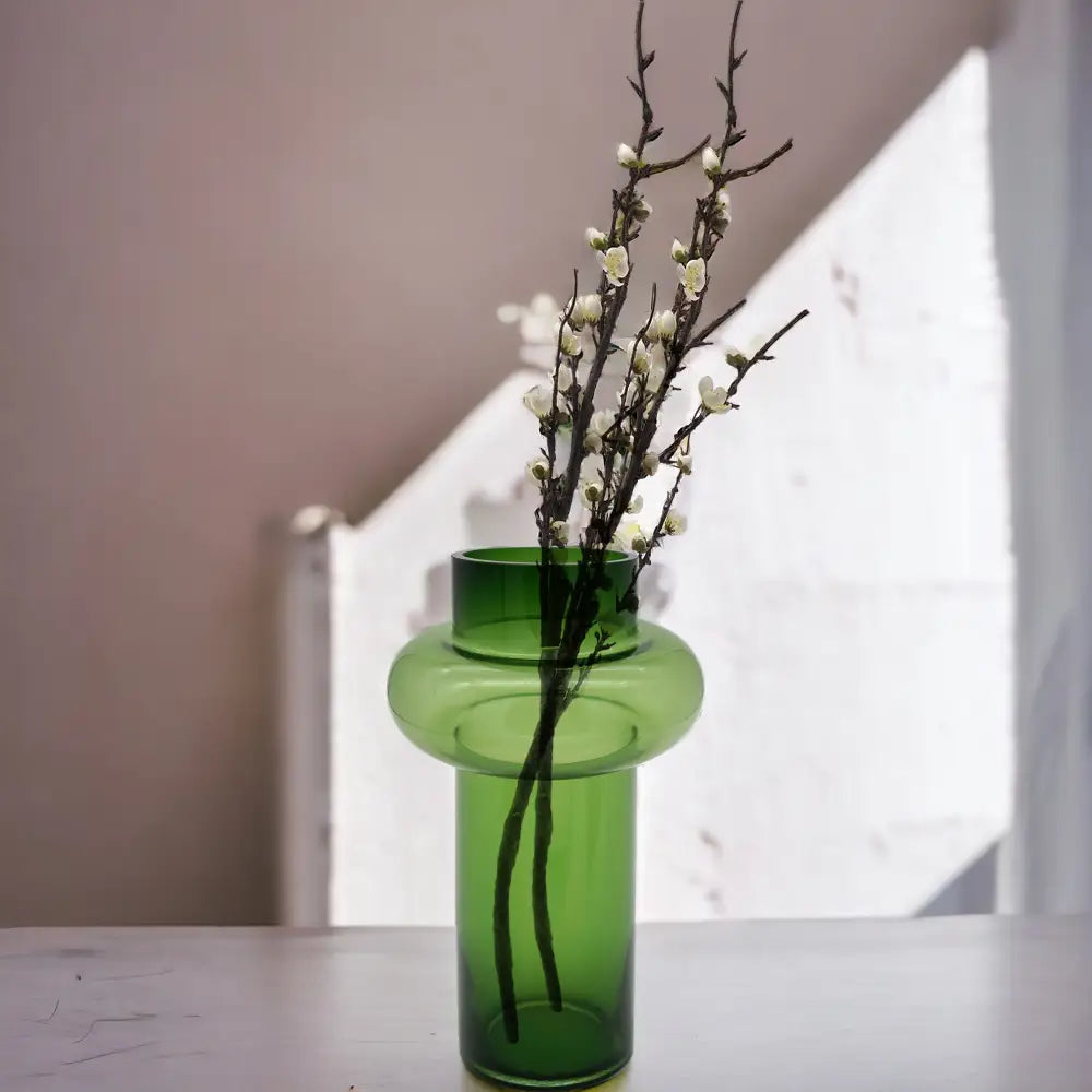 Bamboo Glass Vase - Green L - Home & Garden > Decor