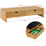Bamboo Monitor Stand Desk Organizer with 2 Drawers - Furniture > Living Room
