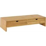 Bamboo Monitor Stand Desk Organizer with 2 Drawers - Furniture > Living Room
