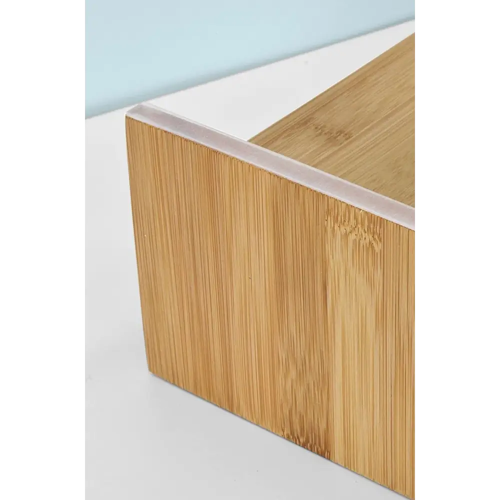Bamboo Monitor Stand Desk Organizer with 2 Drawers - Furniture > Living Room