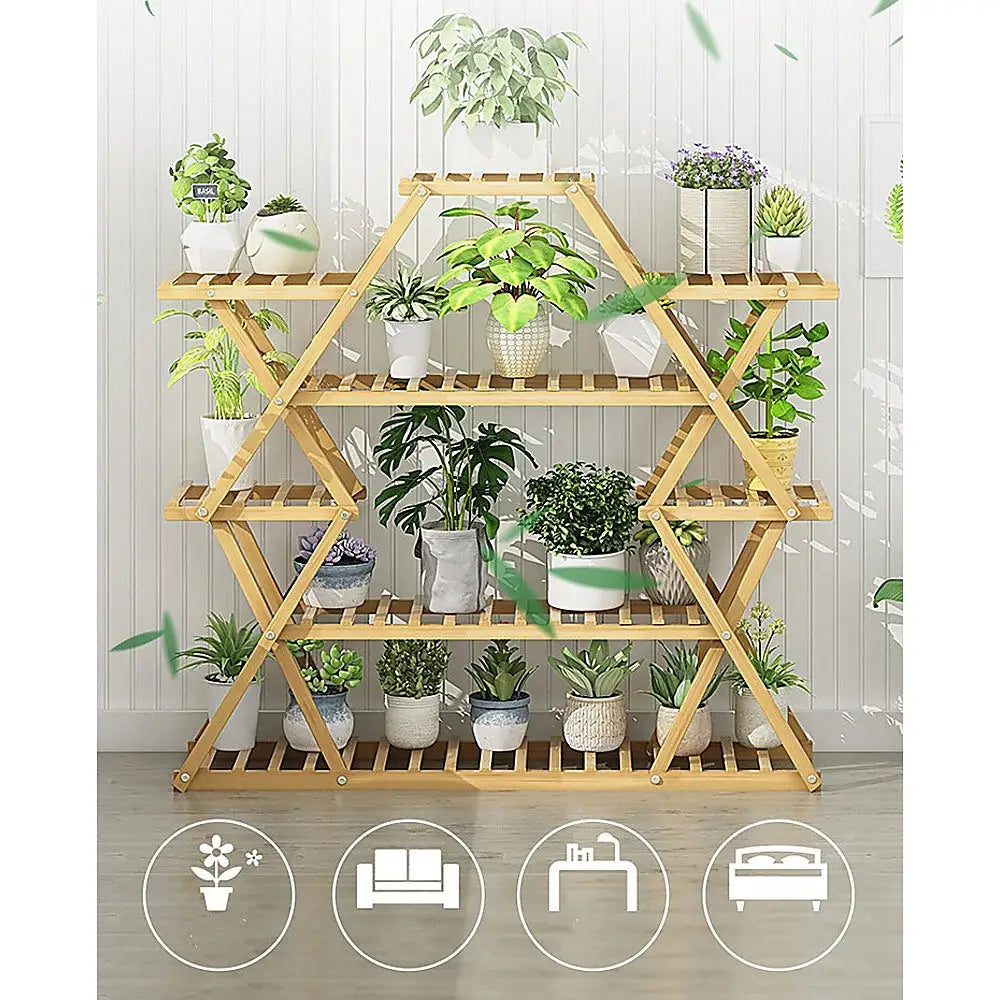 Bamboo Multilayer Flower Plant Bonsai Rack Shelf Stand Porch Lawn Patio - Furniture > Office