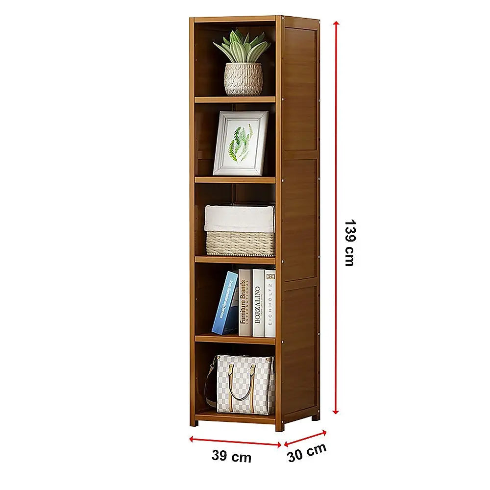 Bamboo Shelf Bookcase Display Storage Rack Stand Livingroom Bedroom - Furniture > Office