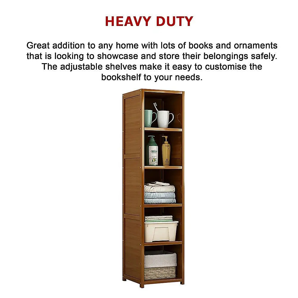 Bamboo Shelf Bookcase Display Storage Rack Stand Livingroom Bedroom - Furniture > Office