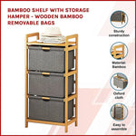 Bamboo Shelf with Storage Hamper - Wooden Bamboo Removable Bags - Furniture > Office