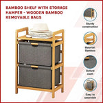 Bamboo Shelf with Storage Hamper - Wooden Bamboo Removable Bags - Furniture > Office