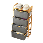 Bamboo Shelf with Storage Hamper - Wooden Bamboo Removable Bags - Furniture > Office