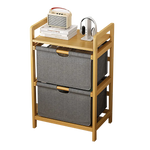 Bamboo Shelf with Storage Hamper - Wooden Bamboo Removable Bags - Furniture > Office