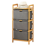 Bamboo Shelf with Storage Hamper - Wooden Bamboo Removable Bags - Furniture > Office