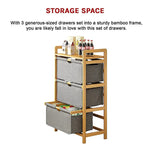 Bamboo Shelf with Storage Hamper - Wooden Bamboo Removable Bags - Furniture > Office