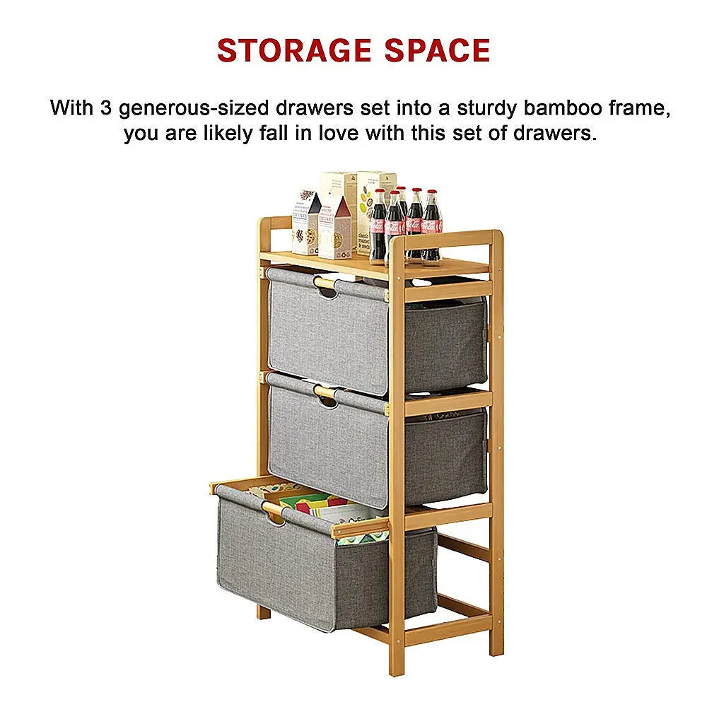 Bamboo Shelf with Storage Hamper - Wooden Bamboo Removable Bags - Furniture > Office