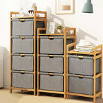 Bamboo Shelf with Storage Hamper - Wooden Bamboo Removable Bags - Furniture > Office