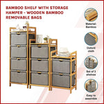 Bamboo Shelf with Storage Hamper - Wooden Bamboo Removable Bags - Furniture > Office