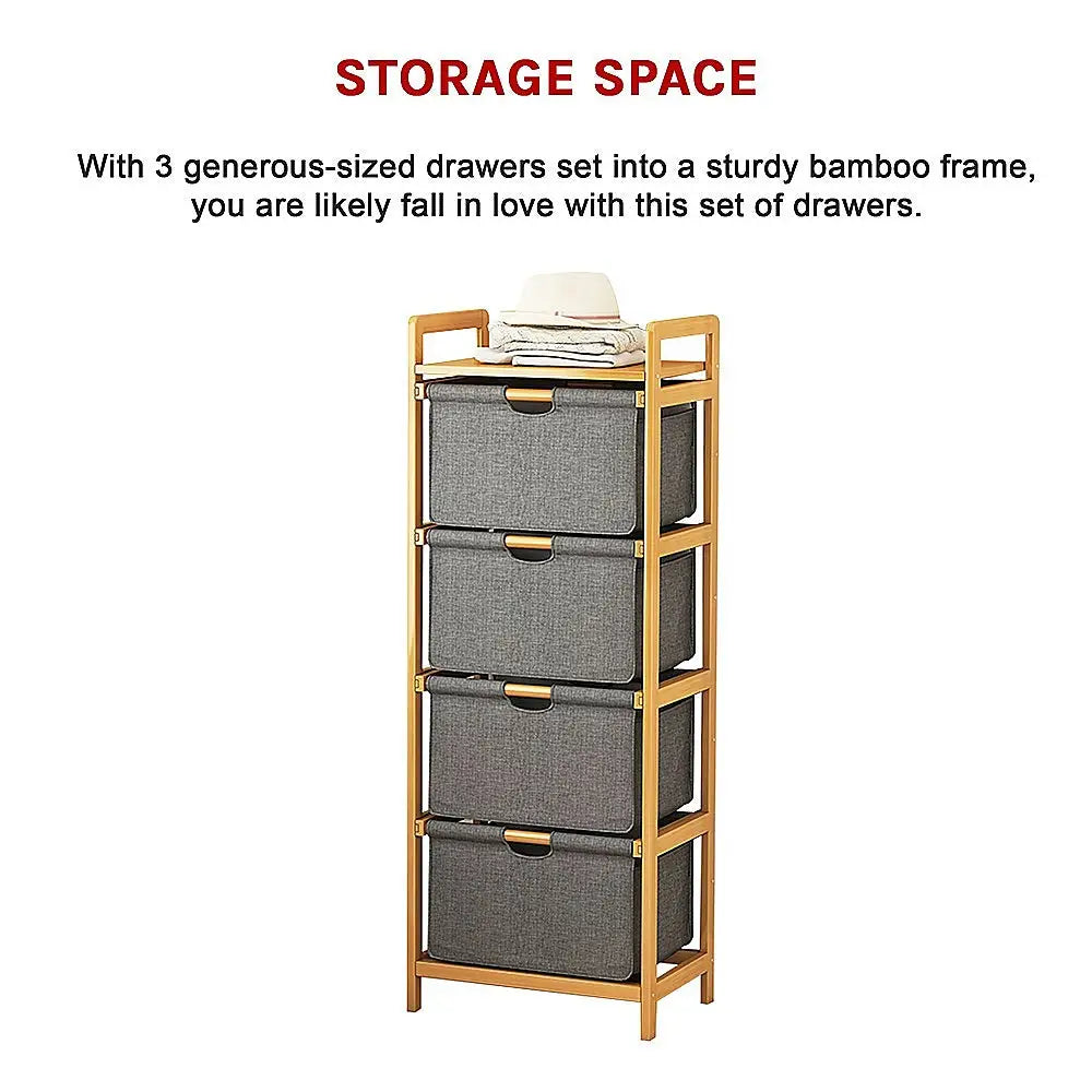 Bamboo Shelf with Storage Hamper - Wooden Bamboo Removable Bags - Furniture > Office