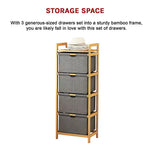 Bamboo Shelf with Storage Hamper - Wooden Bamboo Removable Bags - Furniture > Office