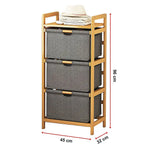 Bamboo Shelf with Storage Hamper - Wooden Bamboo Removable Bags - Furniture > Office