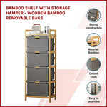Bamboo Shelf with Storage Hamper - Wooden Bamboo Removable Bags - Furniture > Office
