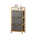 Bamboo Shelf with Storage Hamper - Wooden Bamboo Removable Bags - Furniture > Office