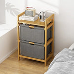 Bamboo Shelf with Storage Hamper - Wooden Bamboo Removable Bags - Furniture > Office