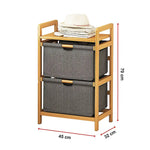 Bamboo Shelf with Storage Hamper - Wooden Bamboo Removable Bags - Furniture > Office