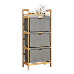 Bamboo Shelf with Storage Hamper - Wooden Bamboo Removable Bags - Furniture > Office