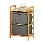 Bamboo Shelf with Storage Hamper - Wooden Bamboo Removable Bags - Furniture > Office