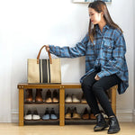 Bamboo Shoe Rack Wooden Bench Storage Organiser Cabinet Holder Stool - Furniture > Office
