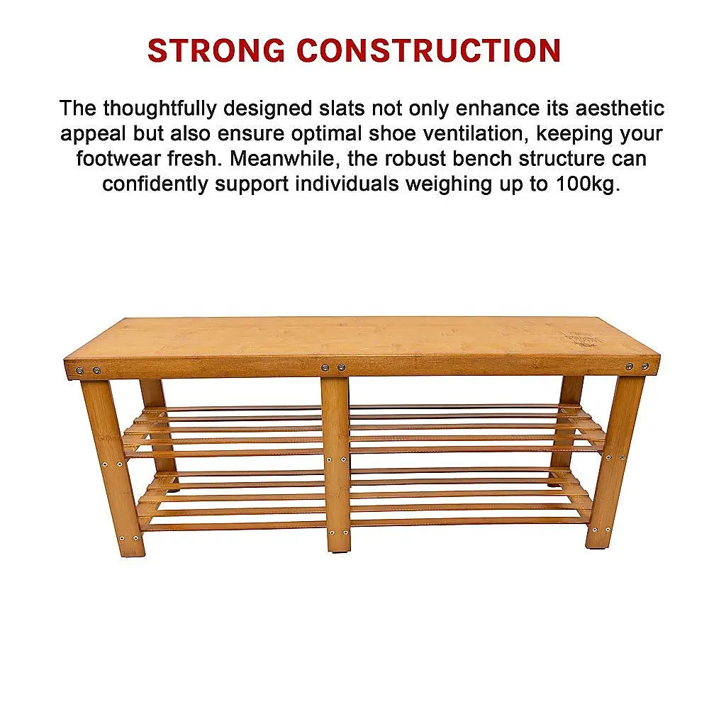 Bamboo Shoe Rack Wooden Bench Storage Organiser Cabinet Holder Stool - Furniture > Office