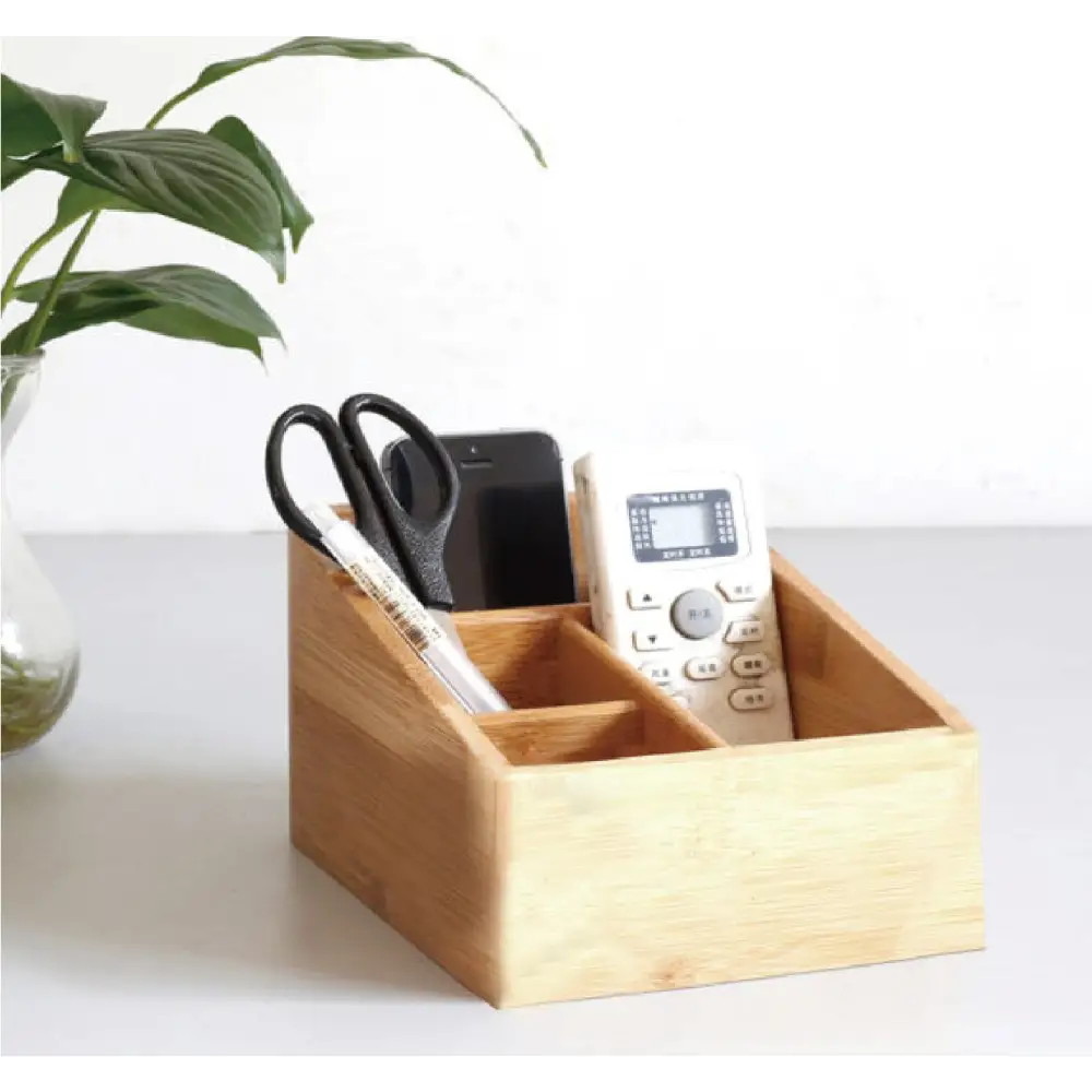 Bamboo Storage Box with 4 Slots - Furniture > Office > Storage Cabinets