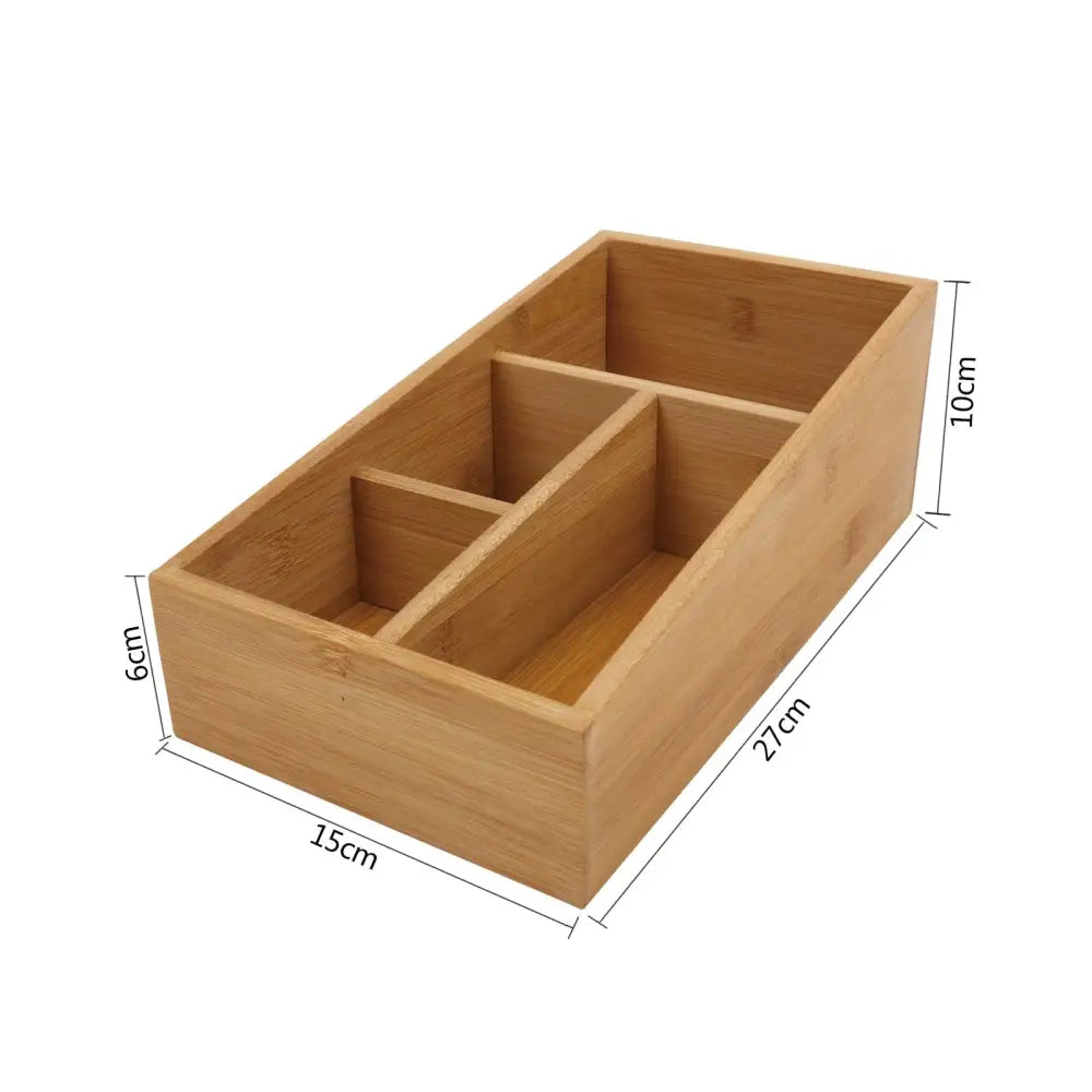 Bamboo Storage Box with 4 Slots - Furniture > Office > Storage Cabinets
