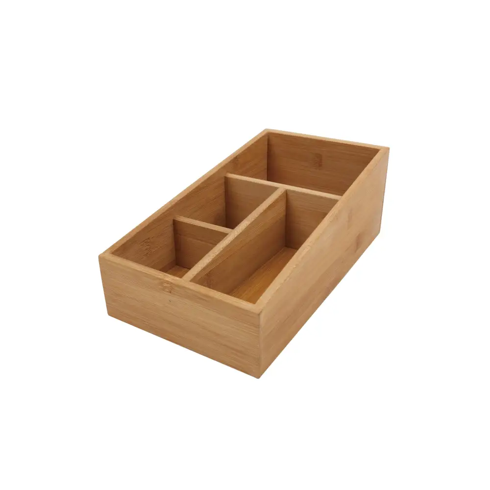 Bamboo Storage Box with 4 Slots - Furniture > Office > Storage Cabinets