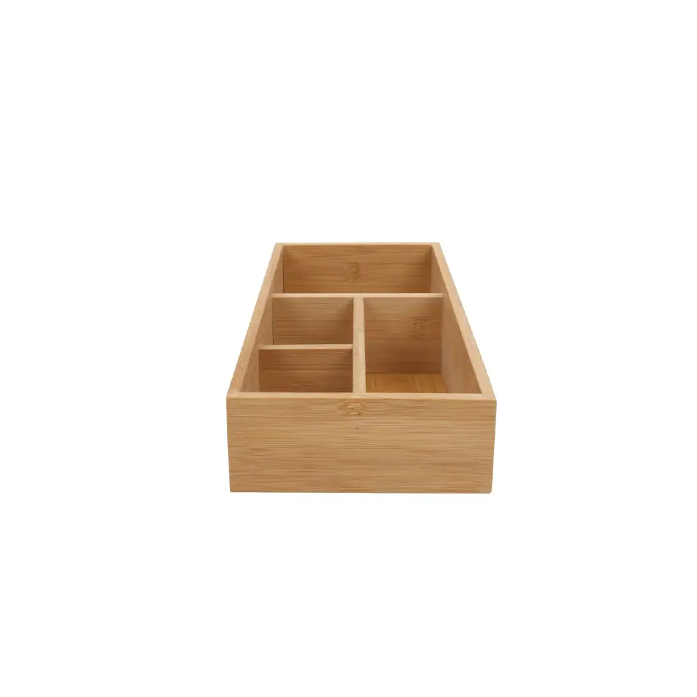 Bamboo Storage Box with 4 Slots - Furniture > Office > Storage Cabinets