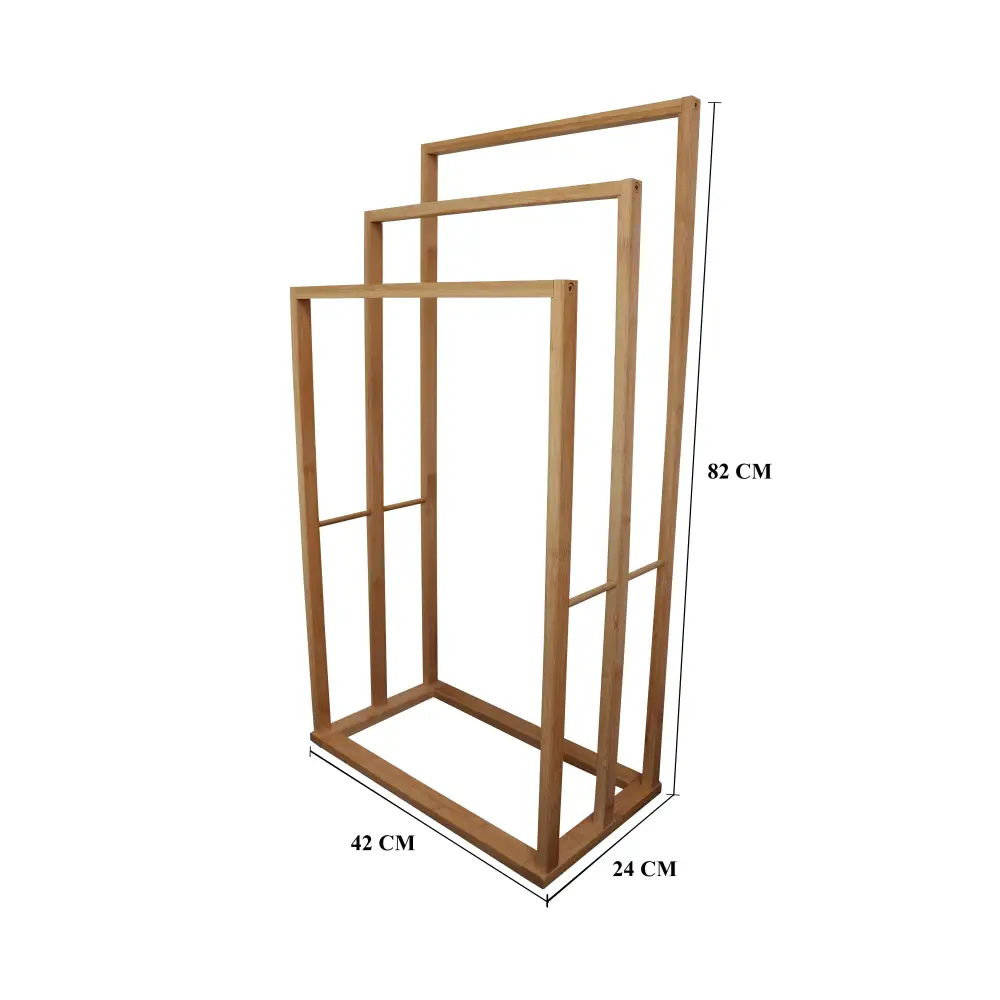 Bamboo Towel Bar Holder Rack 3-Tier Freestanding for Bathroom and Bedroom - Furniture > Bathroom