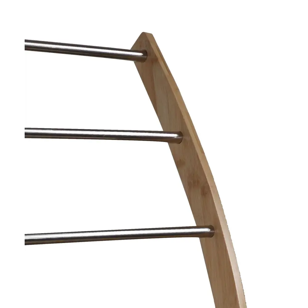Bamboo Towel Bar Metal Holder Rack 3-Tier Freestanding and Bottom shelf for Bathroom - Furniture > Bathroom