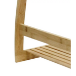 Bamboo Towel Bar Metal Holder Rack 3-Tier Freestanding and Bottom shelf for Bathroom - Furniture > Bathroom