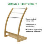 Bamboo Towel Bar Metal Holder Rack 3-Tier Freestanding and Bottom shelf for Bathroom - Furniture > Bathroom
