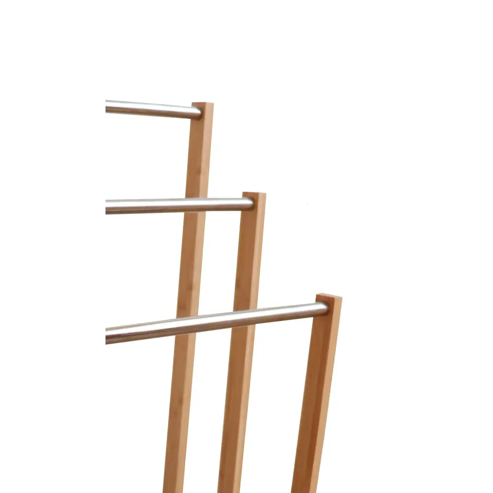 Bamboo Towel Bar Metal Holder Rack 3-Tier Freestanding for Bathroom and Bedroom - Furniture > Bathroom