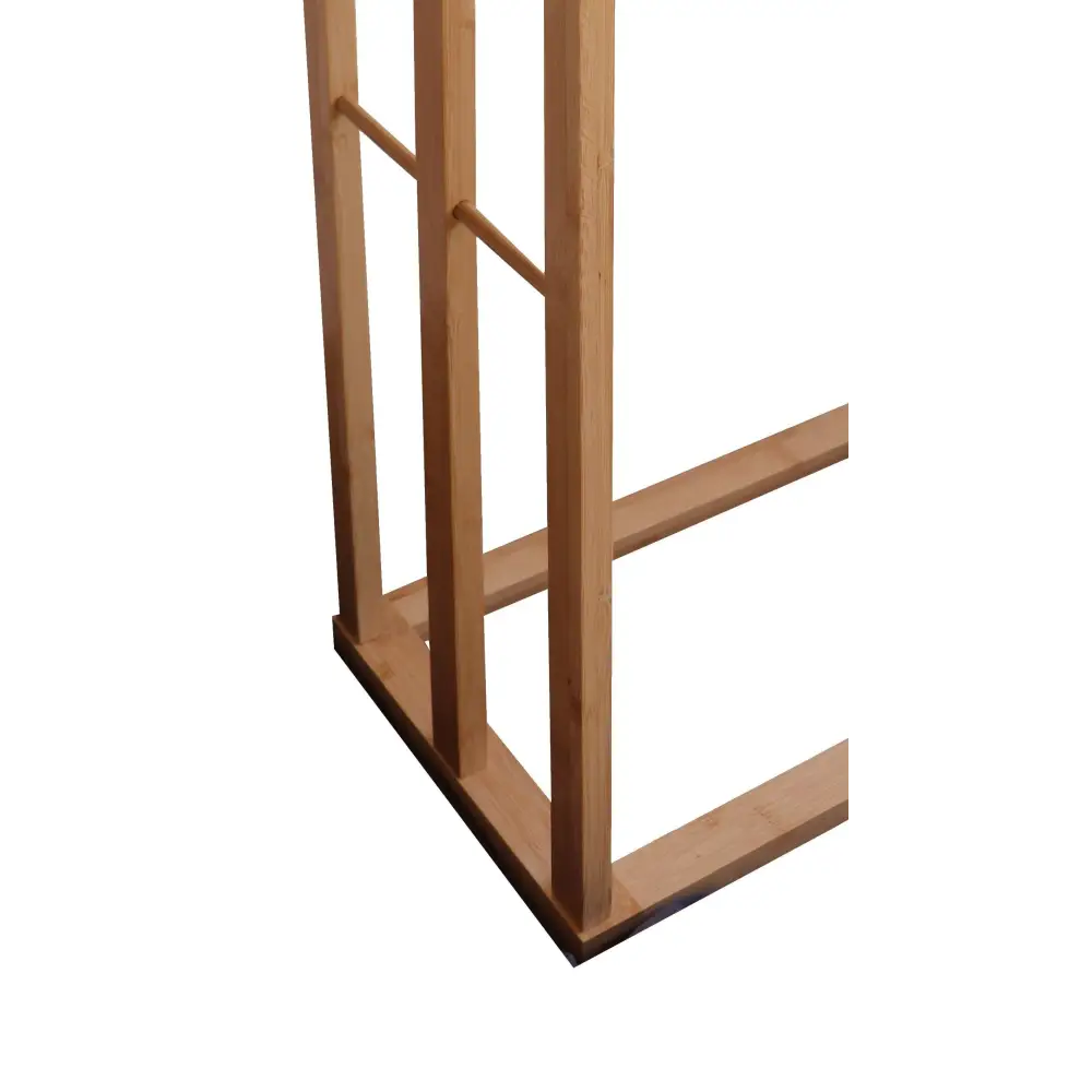 Bamboo Towel Bar Metal Holder Rack 3-Tier Freestanding for Bathroom and Bedroom - Furniture > Bathroom